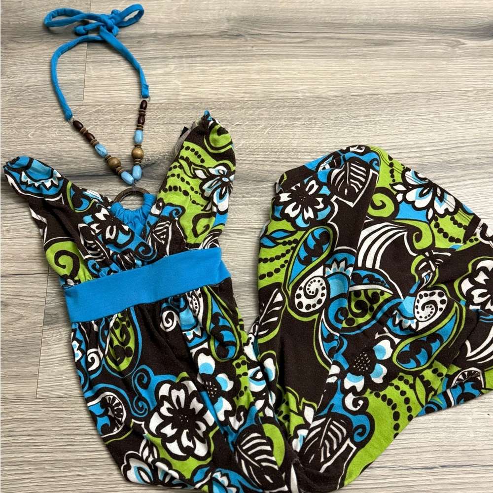 Colorful Floral Halter Dress